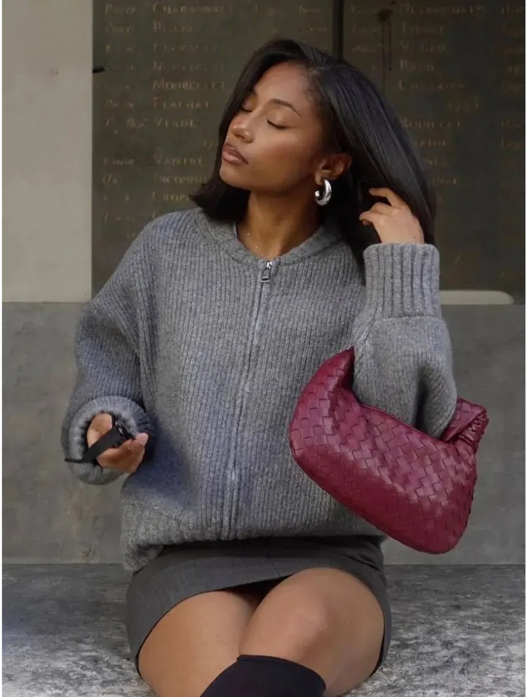 Pull bomber tricoté